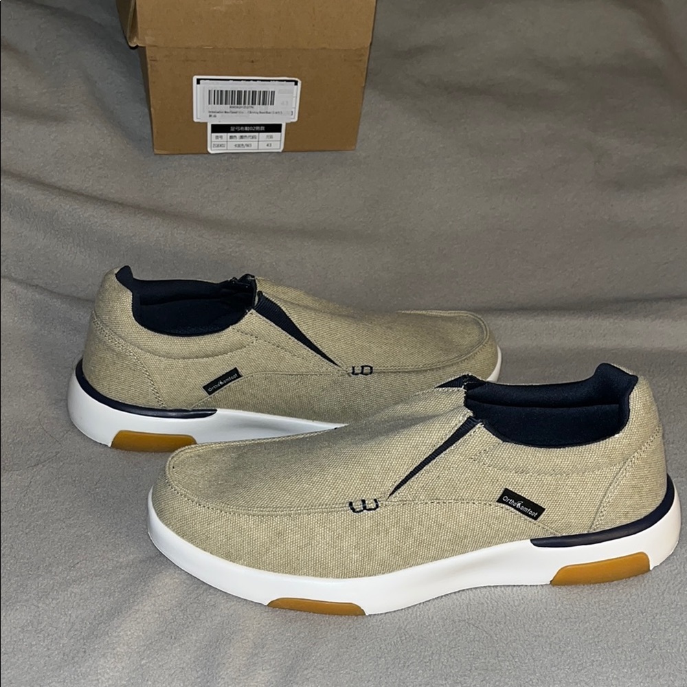 OrthoComfort Tan and White Slip-On Loafers with Sleek Design